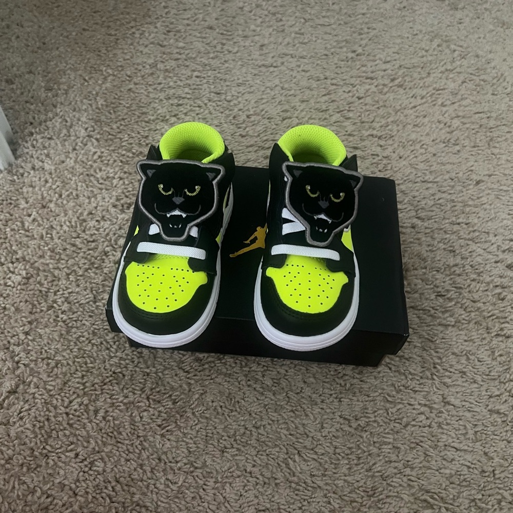 Vibrant Neon Green and Black Jordan 1 low